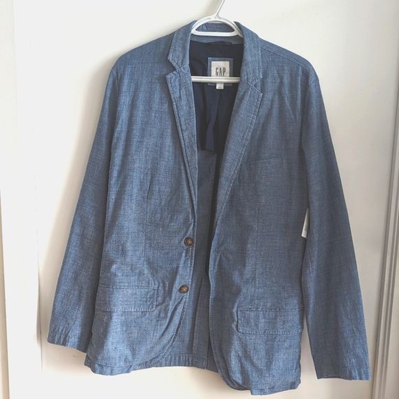Blue Cotton Casual Blazer - Picture 2 of 7